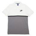 NIKE Mens White & Grey Colourblock Short Sleeve Polo Shirt M Cotton Blend