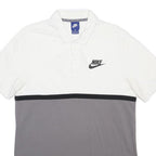NIKE Mens White & Grey Colourblock Short Sleeve Polo Shirt M Cotton Blend