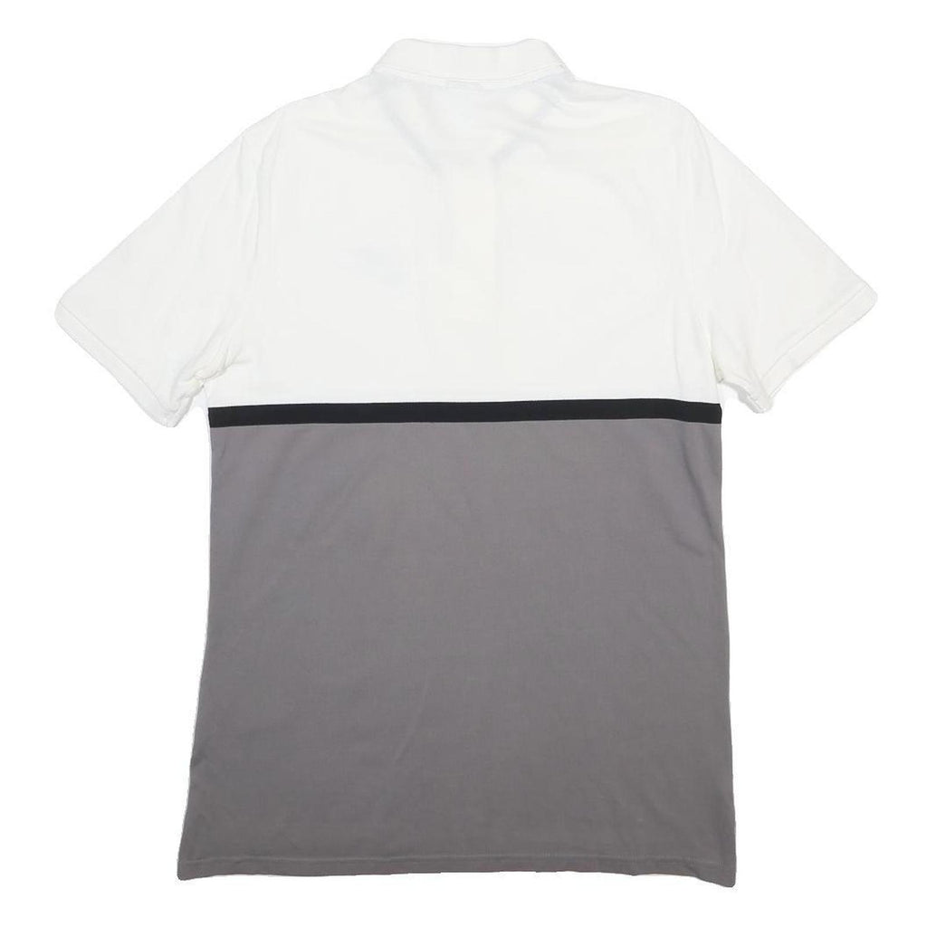 NIKE Mens White & Grey Colourblock Short Sleeve Polo Shirt M Cotton Blend