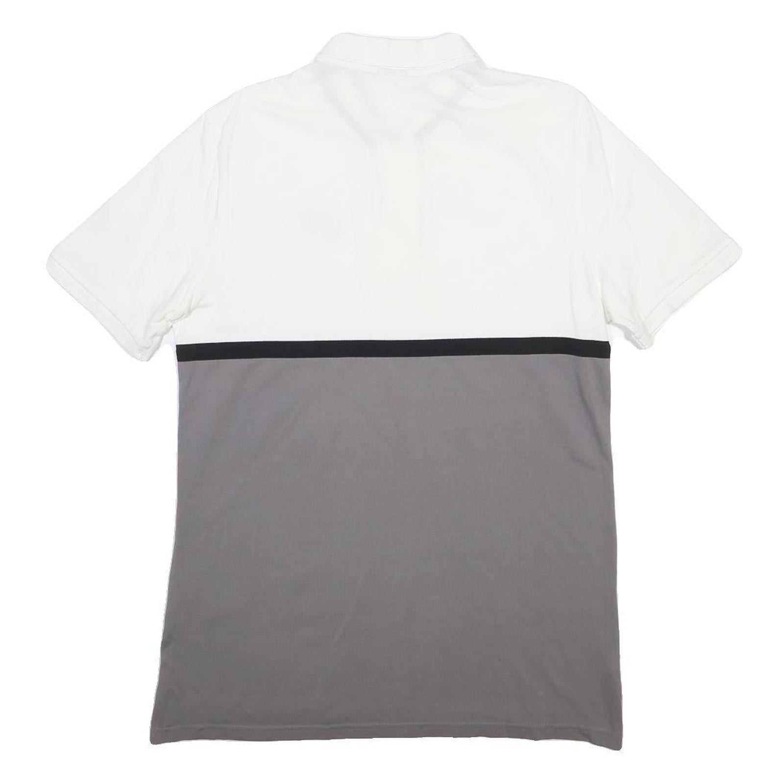 NIKE Mens White & Grey Colourblock Short Sleeve Polo Shirt M Cotton Blend