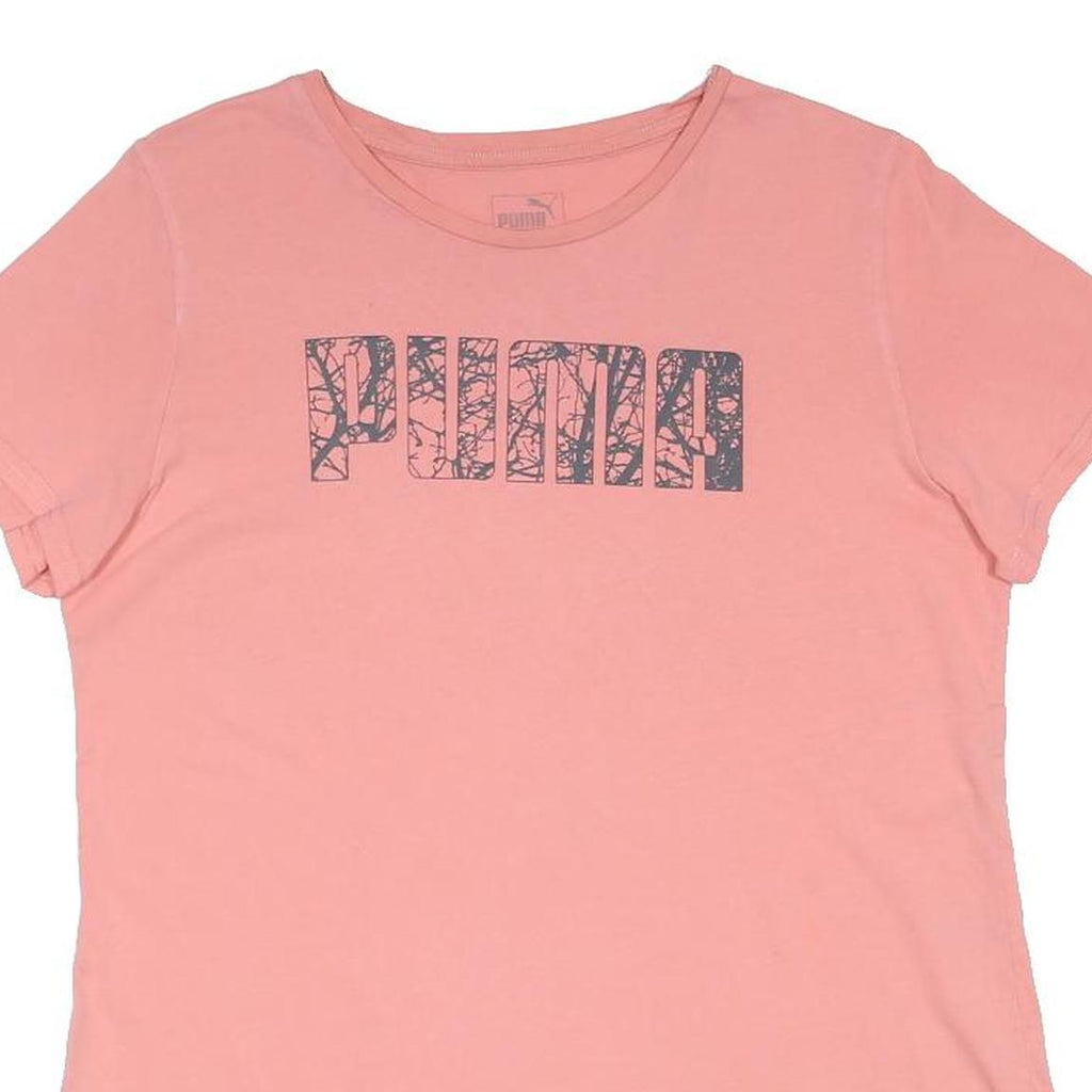 PUMA Womens Pink Graphic T-Shirt UK 16 Short Sleeve Round Neck Casual Wear