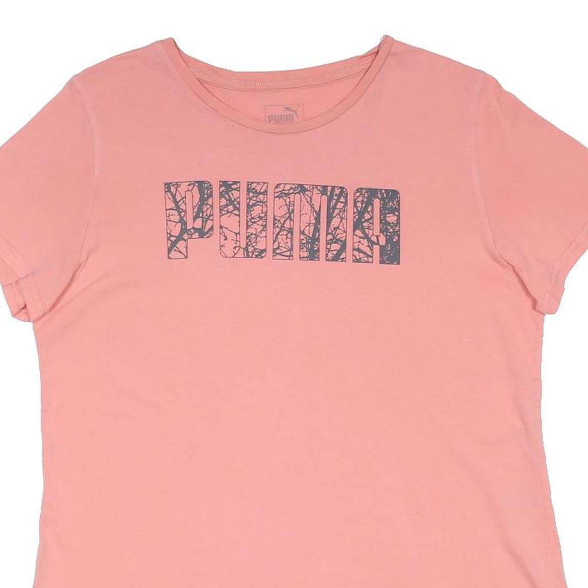 PUMA Womens Pink Graphic T-Shirt UK 16 Short Sleeve Round Neck Casual Wear