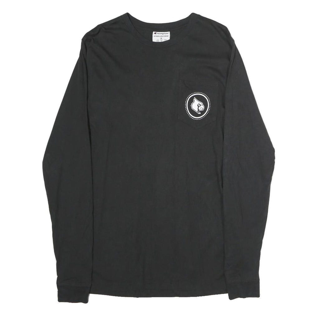CHAMPION Mens Black University Of Louisville Cardinals Long Sleeve Crew Neck