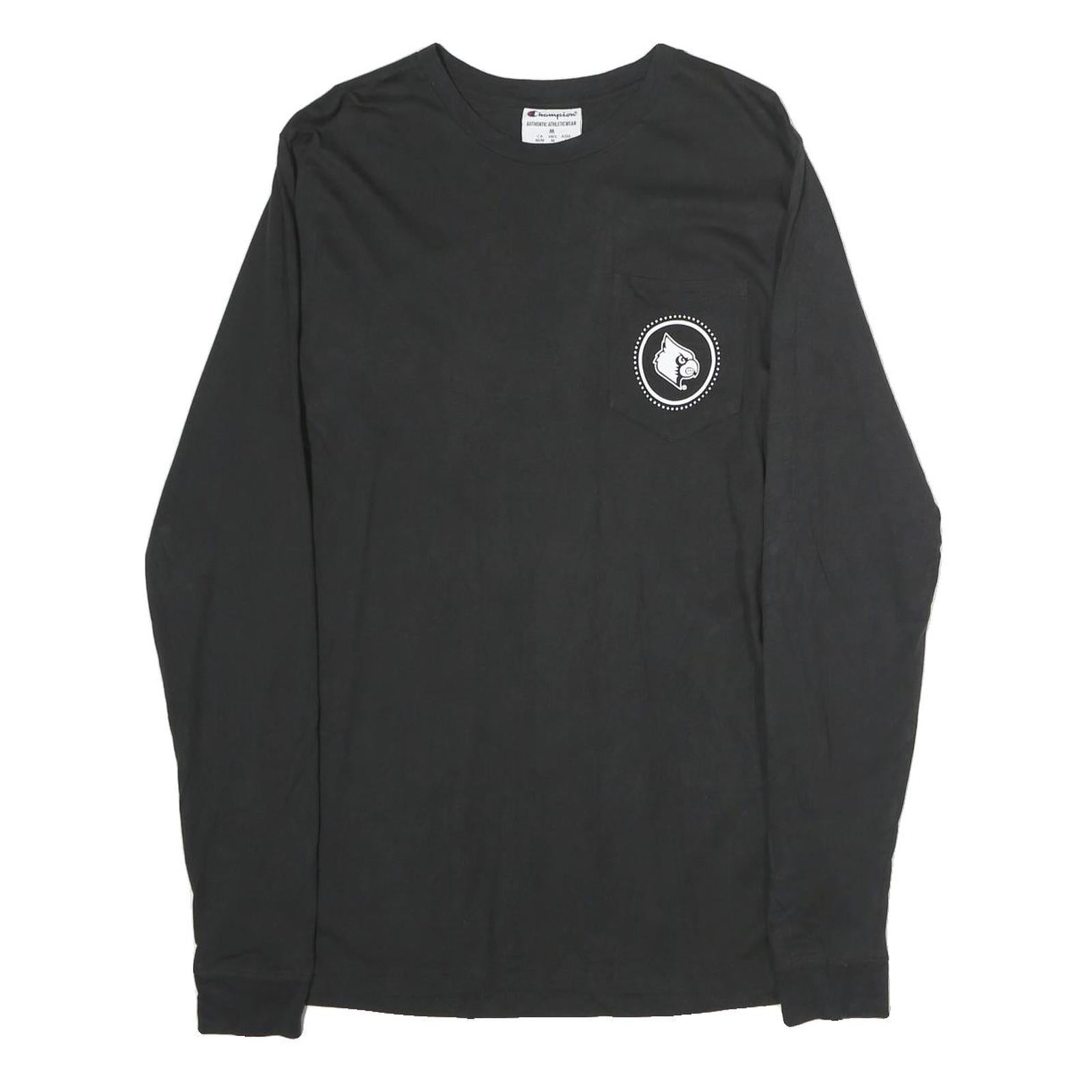 CHAMPION Mens Black University Of Louisville Cardinals Long Sleeve Crew Neck