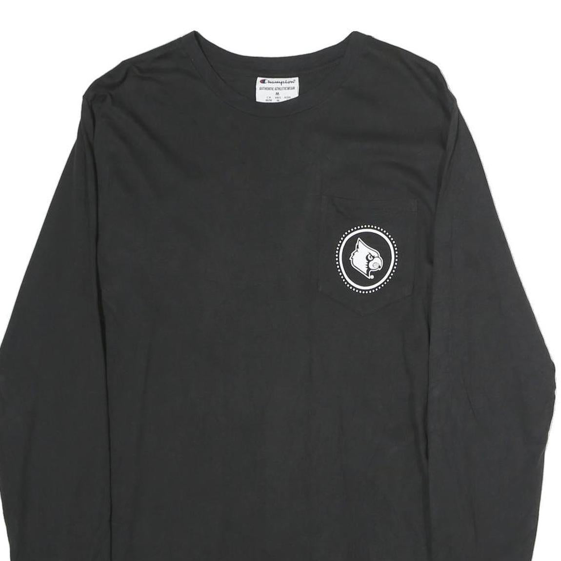 CHAMPION Mens Black University Of Louisville Cardinals Long Sleeve Crew Neck