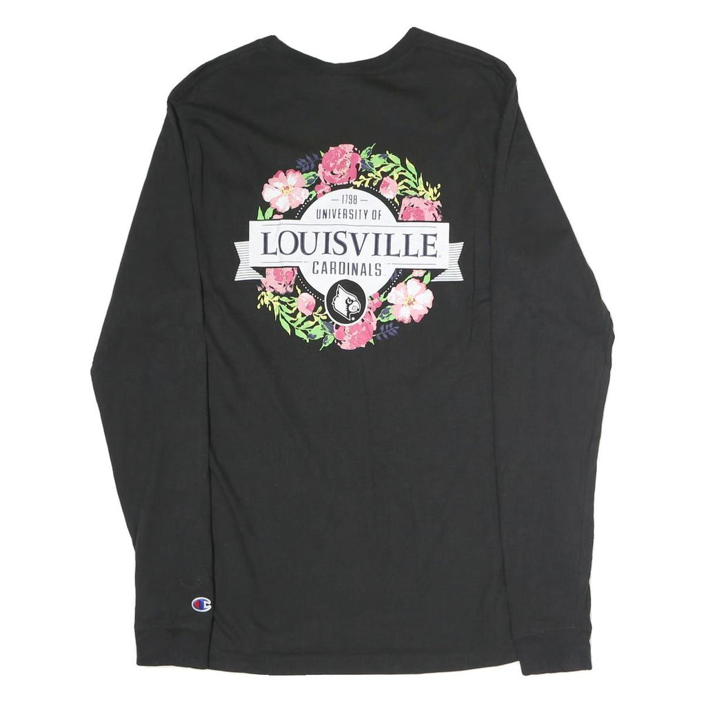 CHAMPION Mens Black University Of Louisville Cardinals Long Sleeve Crew Neck