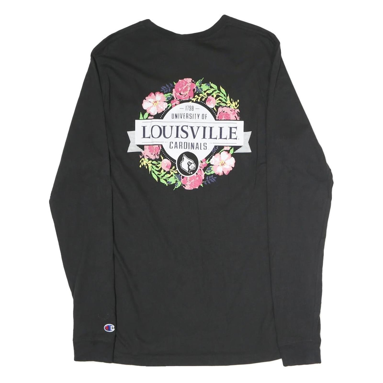 CHAMPION Mens Black University Of Louisville Cardinals Long Sleeve Crew Neck