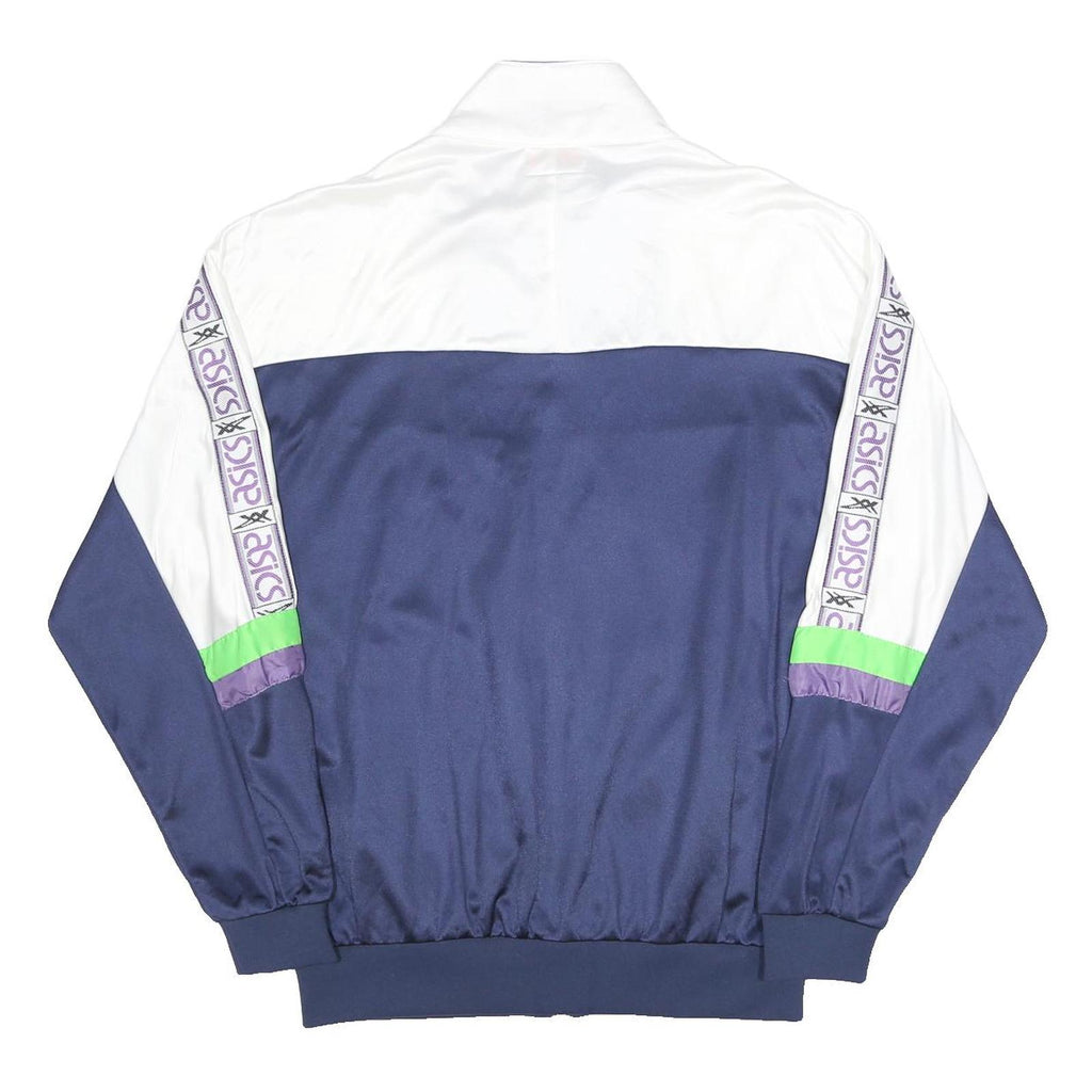 ASICS Mens Blue White & Purple Retro Track Jacket L Polyester Zip Sportswear