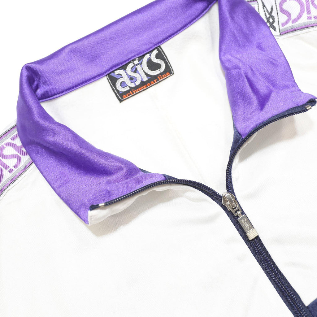 ASICS Mens Blue White & Purple Retro Track Jacket L Polyester Zip Sportswear