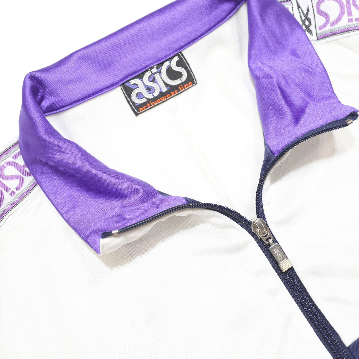 ASICS Mens Blue White & Purple Retro Track Jacket L Polyester Zip Sportswear