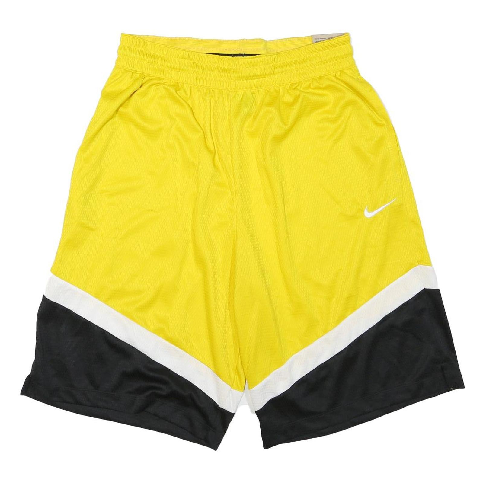 NIKE Mens Yellow Black Casual Shorts M W28 Polyester Sportswear Gym