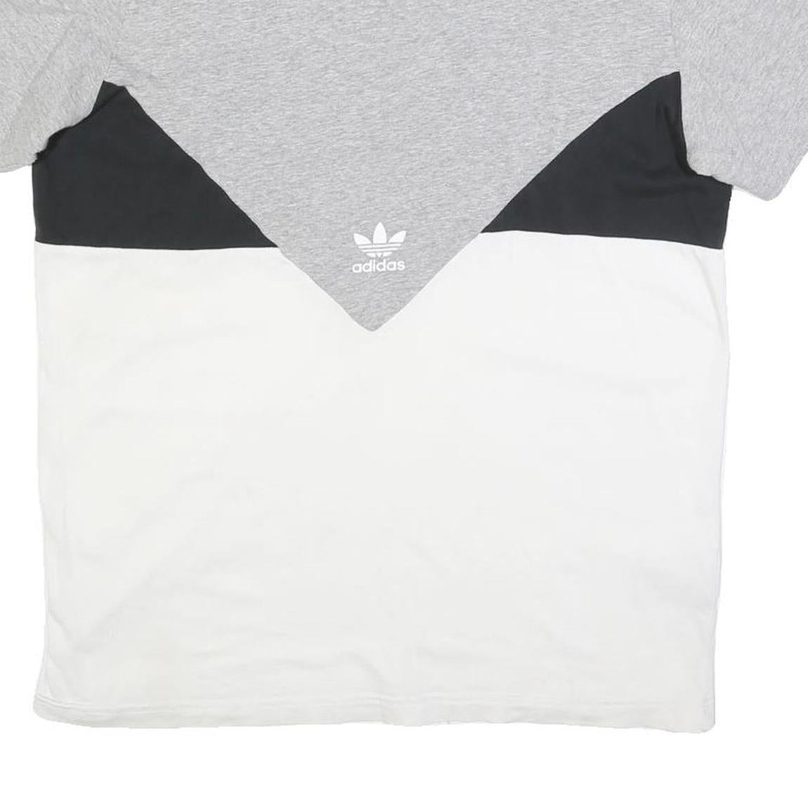 ADIDAS Mens Grey Black & White Cotton Blend T-Shirt L Short Sleeve Crew Neck