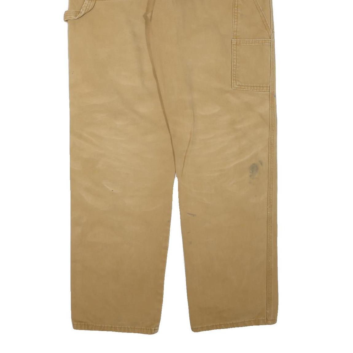 DICKIES Mens Cotton Blend Beige Regular Straight Trousers W36 L33 Workwear