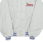 DUNBROOKE Mens White Nylon Button Jacket M Plain Lightweight Retro Track Style