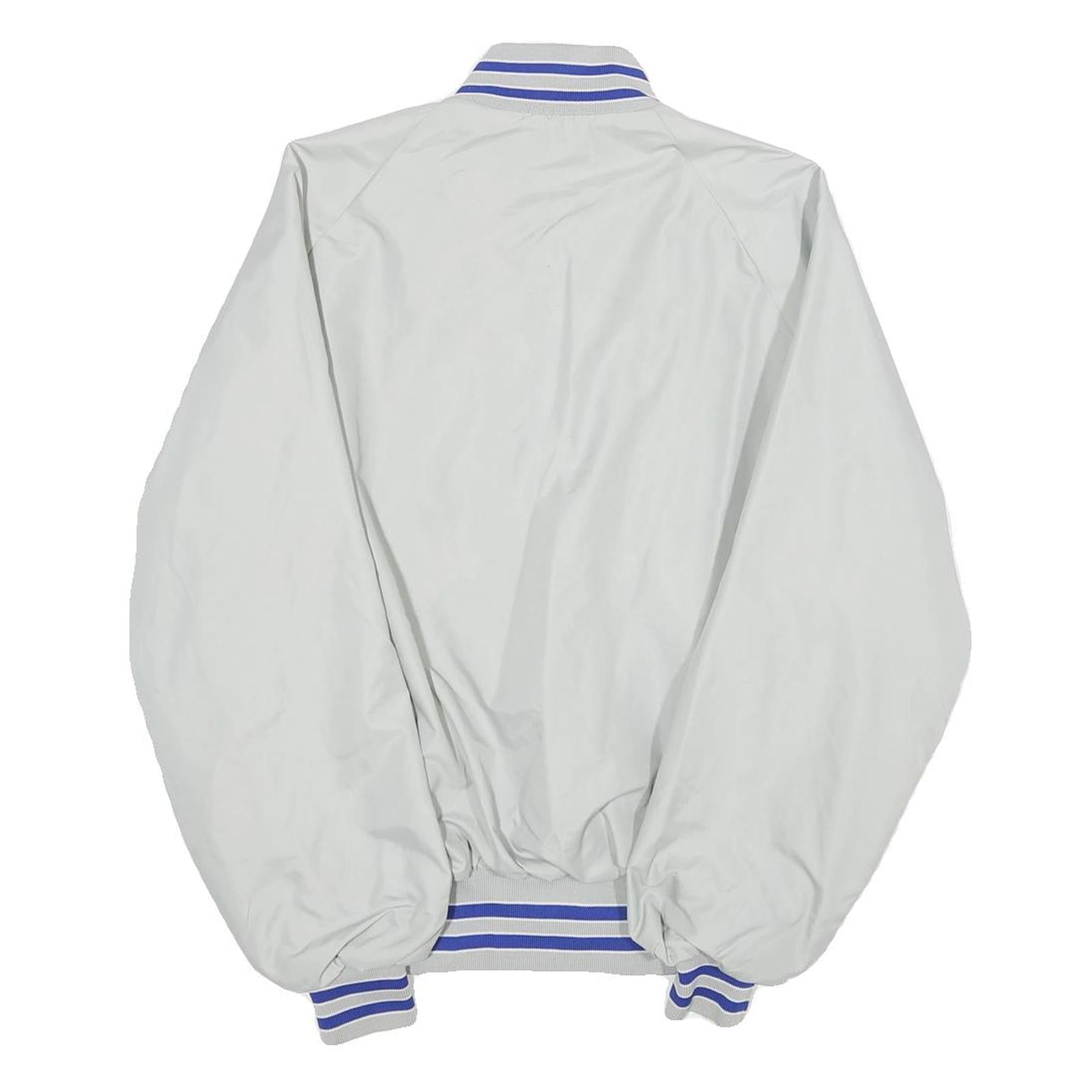 DUNBROOKE Mens White Nylon Button Jacket M Plain Lightweight Retro Track Style