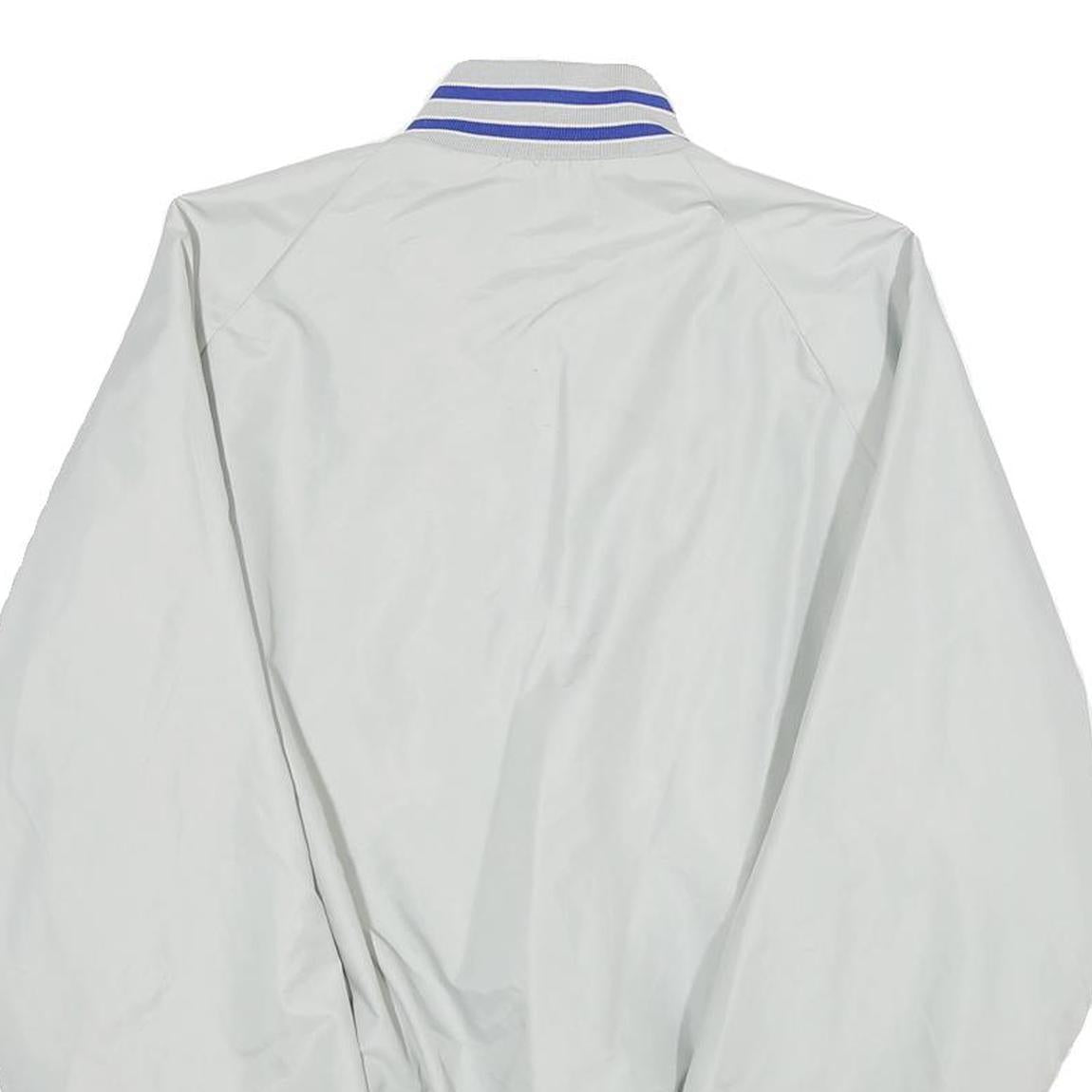 DUNBROOKE Mens White Nylon Button Jacket M Plain Lightweight Retro Track Style