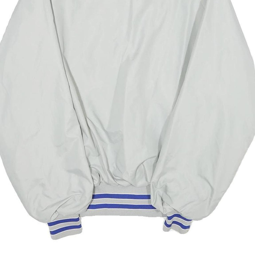 DUNBROOKE Mens White Nylon Button Jacket M Plain Lightweight Retro Track Style