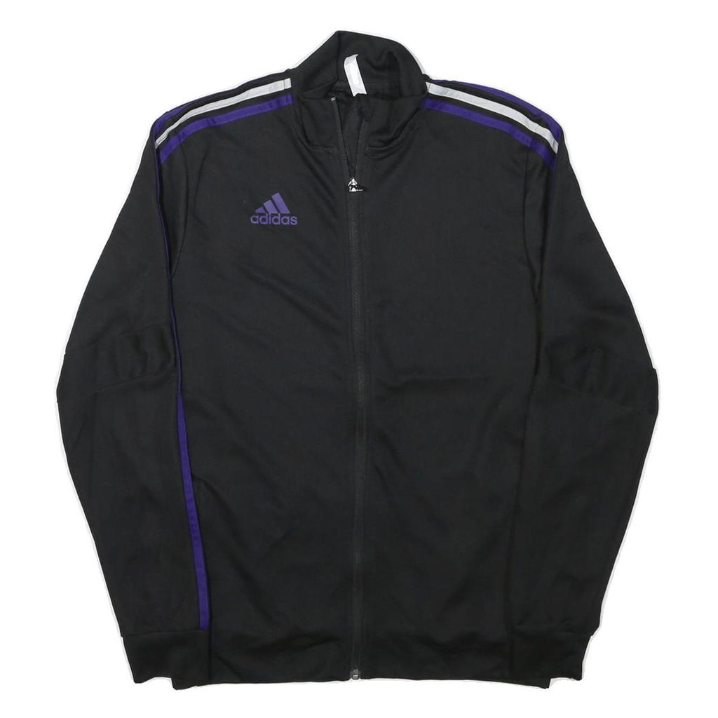 ADIDAS Mens Black & Purple Track Zip Jacket M Polyester Blend Sports Casual