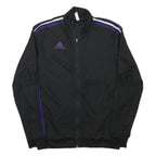 ADIDAS Mens Black & Purple Track Zip Jacket M Polyester Blend Sports Casual