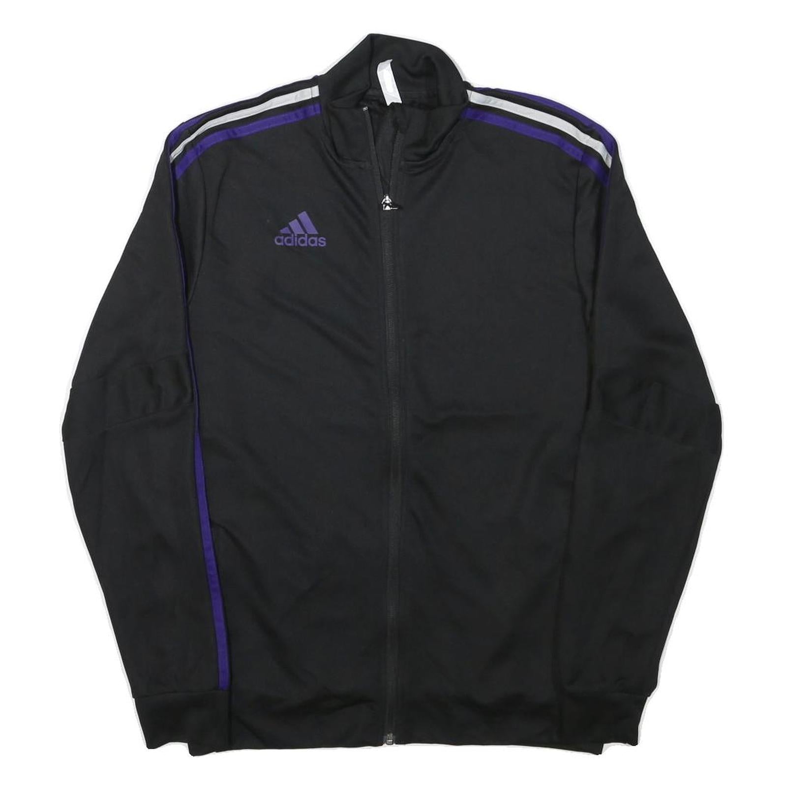 ADIDAS Mens Black & Purple Track Zip Jacket M Polyester Blend Sports Casual