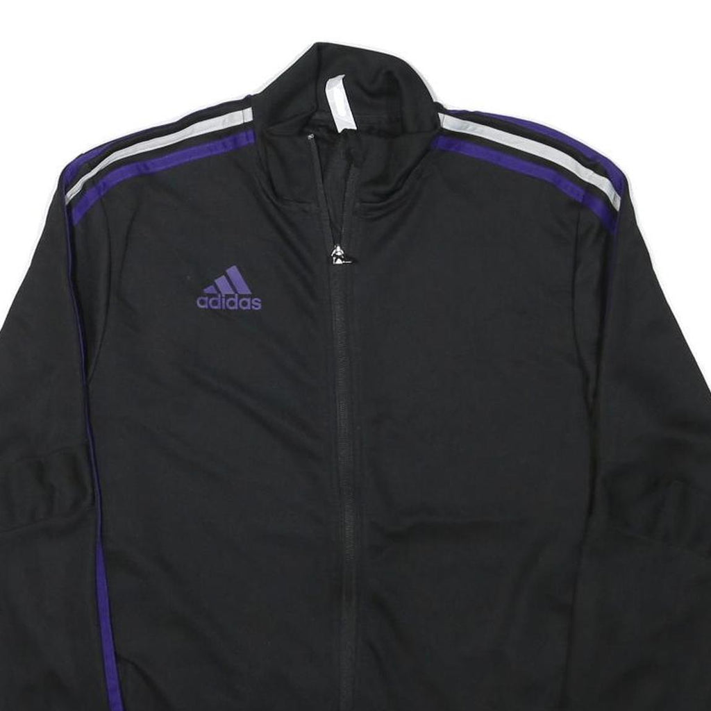 ADIDAS Mens Black & Purple Track Zip Jacket M Polyester Blend Sports Casual