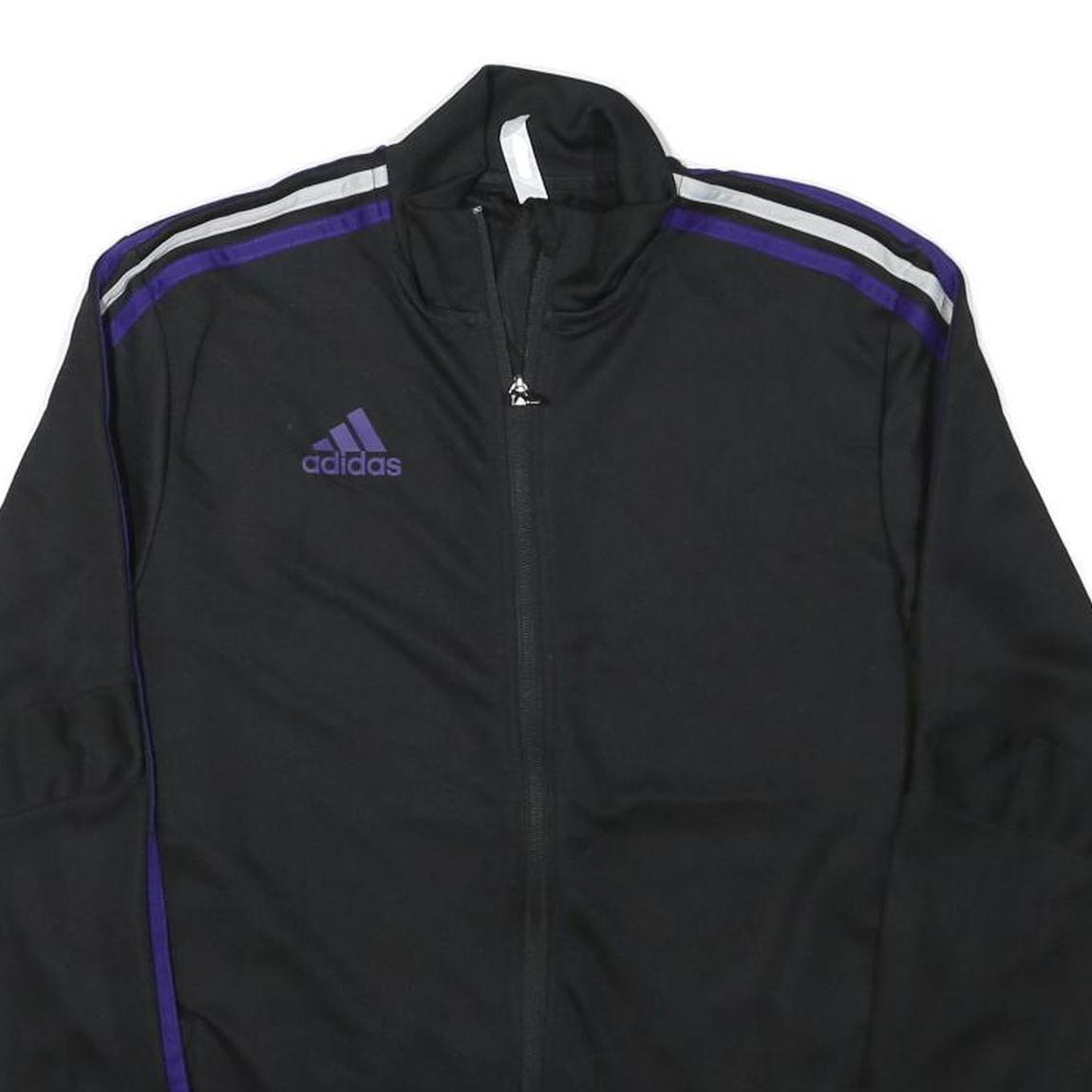 ADIDAS Mens Black & Purple Track Zip Jacket M Polyester Blend Sports Casual