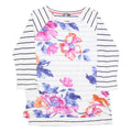 JOULES Womens White & Navy Floral Stripe Sports Top Long Sleeve Crew Neck UK 12