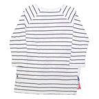 JOULES Womens White & Navy Floral Stripe Sports Top Long Sleeve Crew Neck UK 12