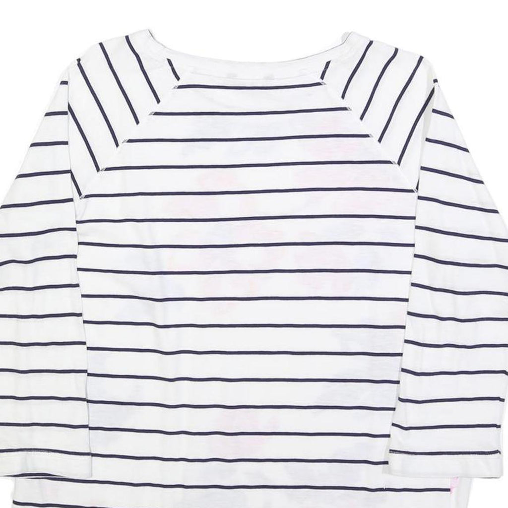 JOULES Womens White & Navy Floral Stripe Sports Top Long Sleeve Crew Neck UK 12