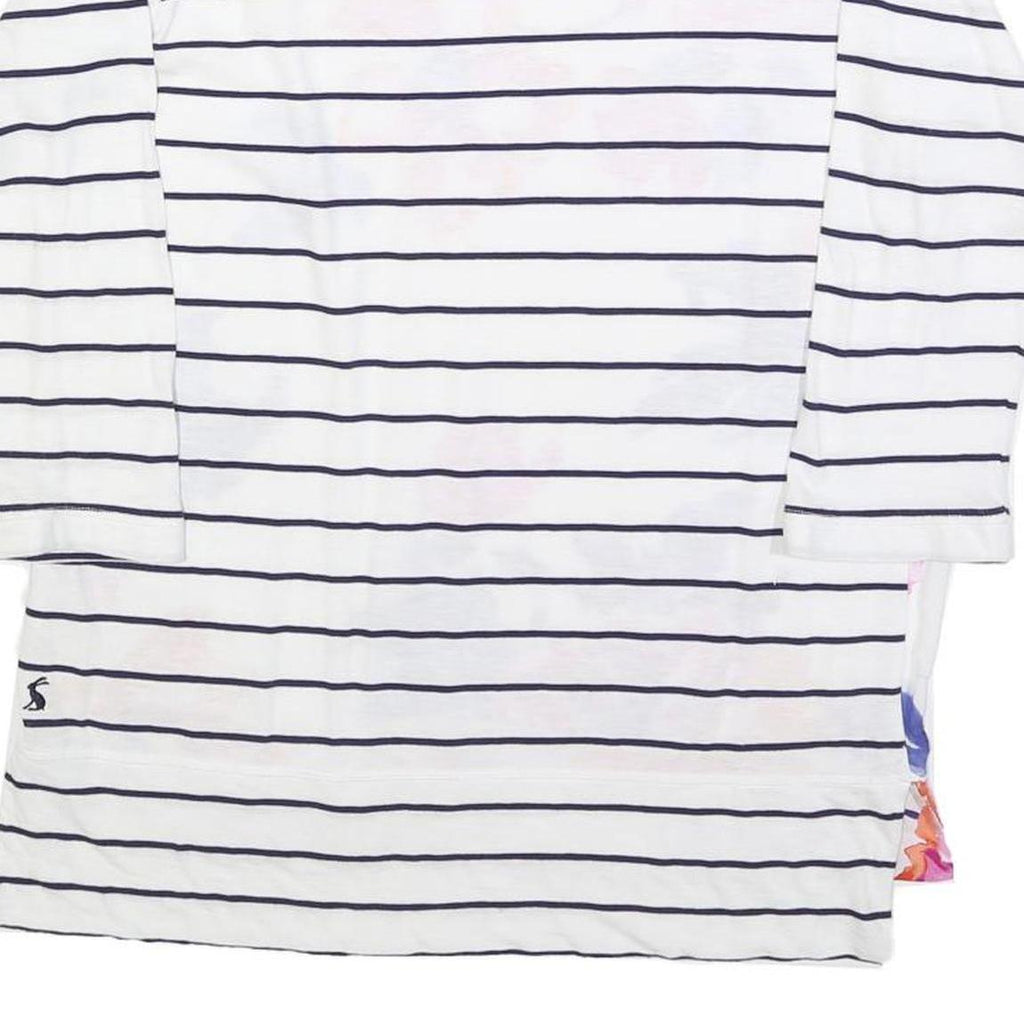 JOULES Womens White & Navy Floral Stripe Sports Top Long Sleeve Crew Neck UK 12