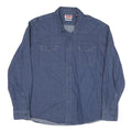 WRANGLER Mens Blue Denim Shirt 2XL Button Pocket Long Sleeve Cotton Blend