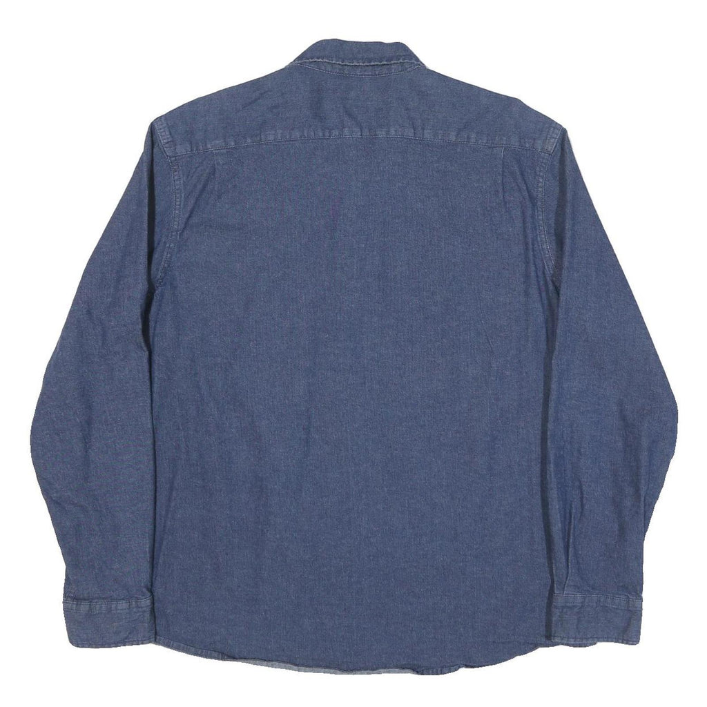 WRANGLER Mens Blue Denim Shirt 2XL Button Pocket Long Sleeve Cotton Blend