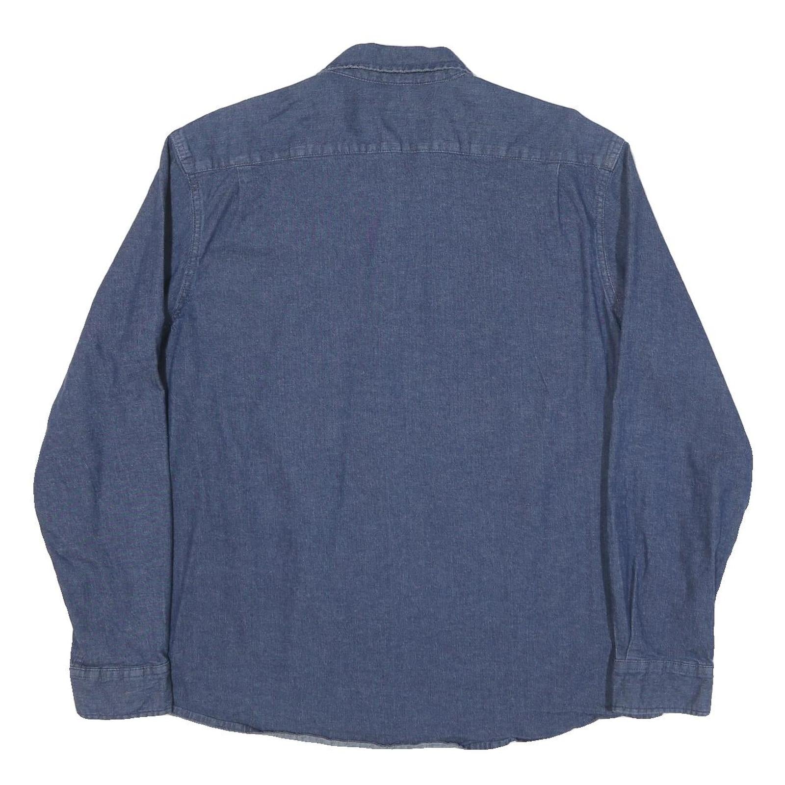 WRANGLER Mens Blue Denim Shirt 2XL Button Pocket Long Sleeve Cotton Blend