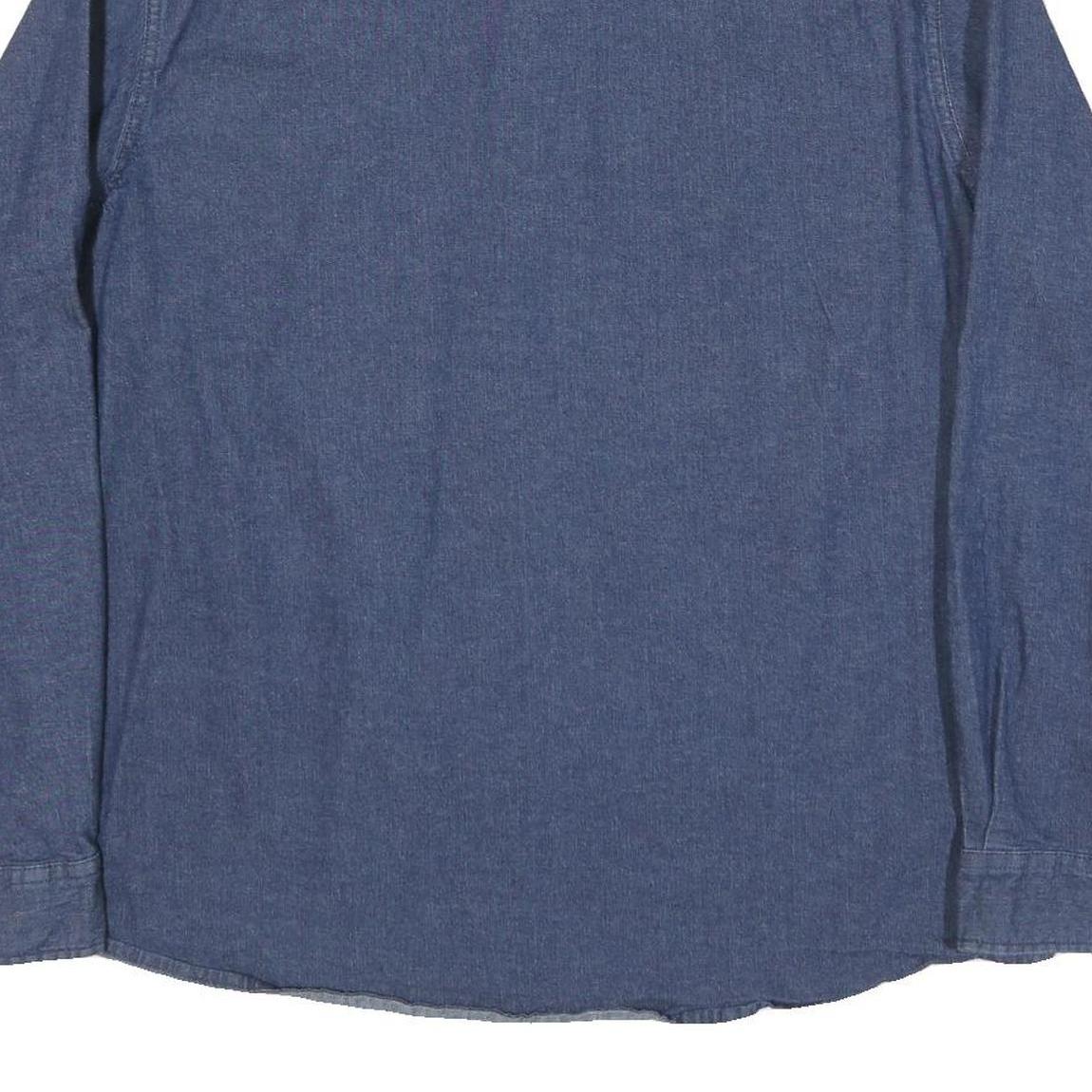 WRANGLER Mens Blue Denim Shirt 2XL Button Pocket Long Sleeve Cotton Blend