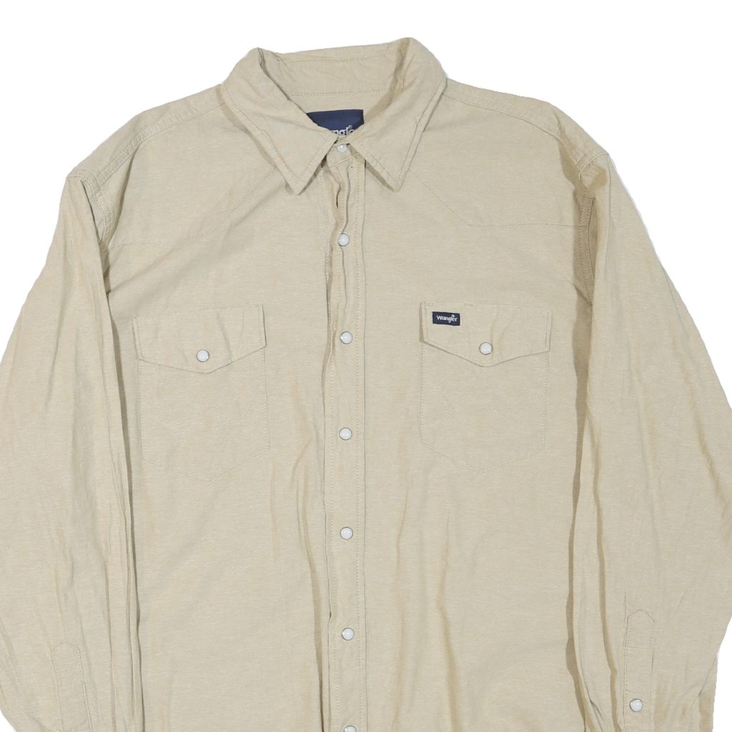 WRANGLER Womens Beige Cotton Blend Shirt XL Western Style Casual
