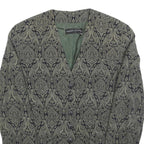 SANDY DRESS Womens Green & Black Floral Jacket L Woven Tailored Button Closure