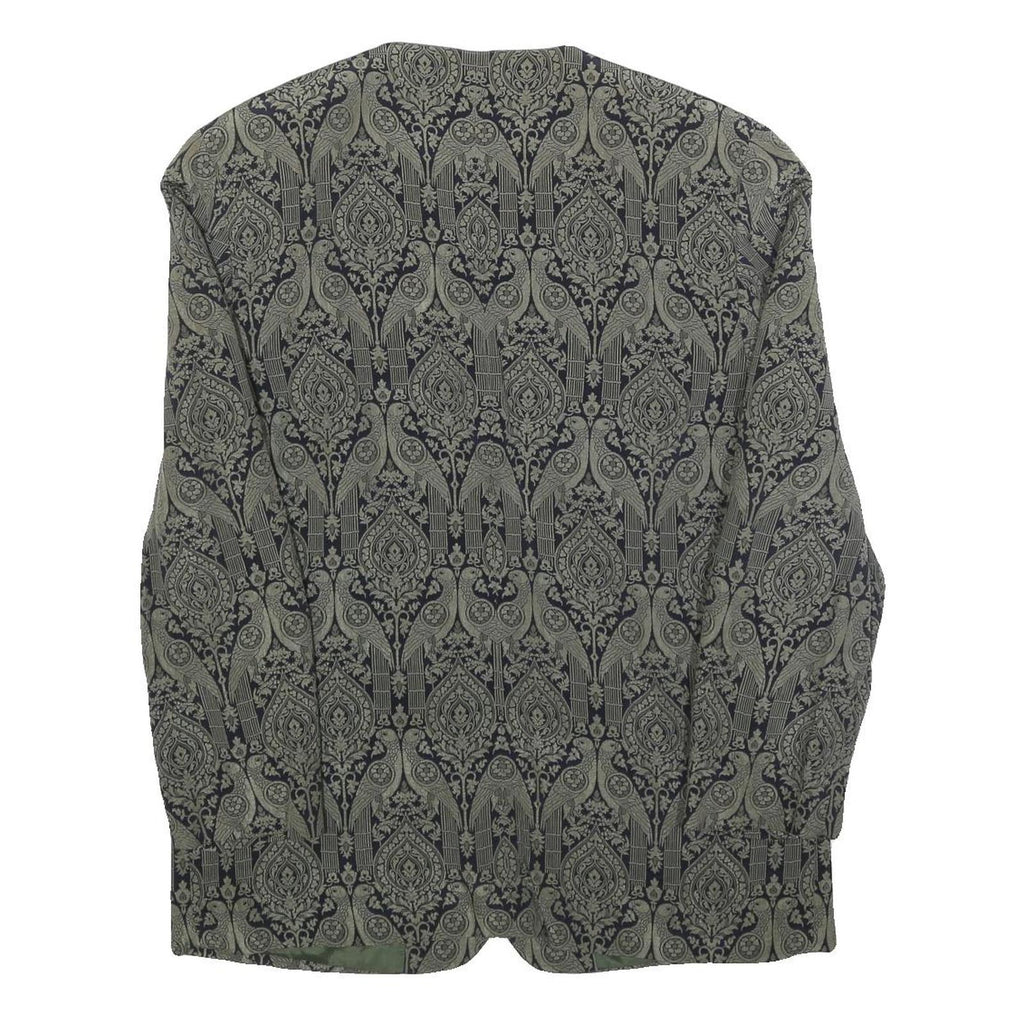 SANDY DRESS Womens Green & Black Floral Jacket L Woven Tailored Button Closure