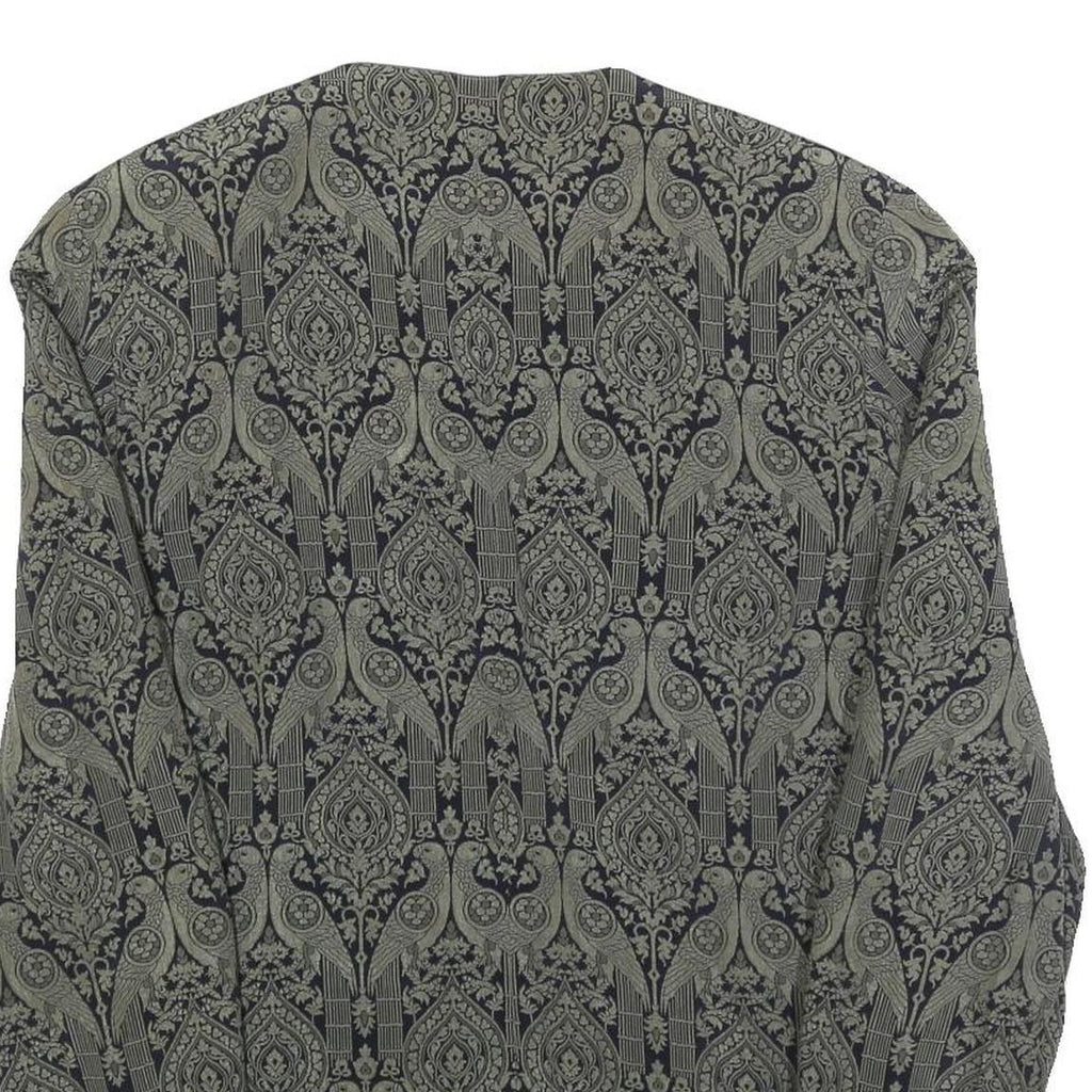 SANDY DRESS Womens Green & Black Floral Jacket L Woven Tailored Button Closure