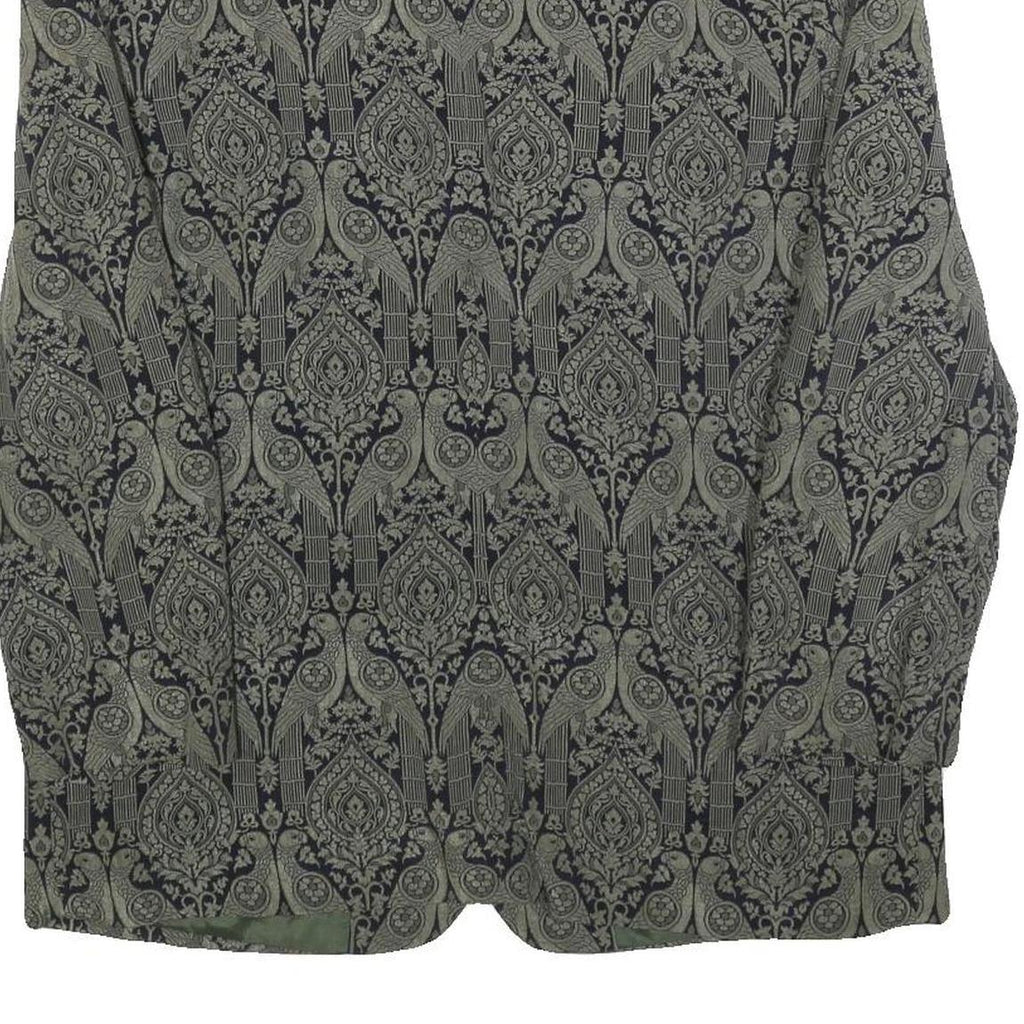 SANDY DRESS Womens Green & Black Floral Jacket L Woven Tailored Button Closure