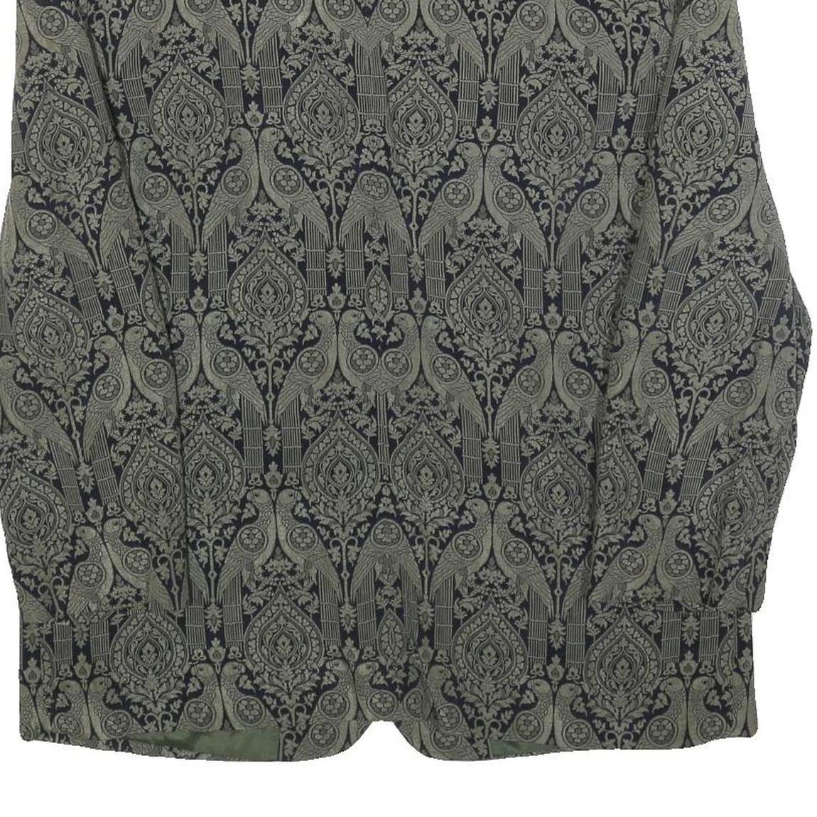 SANDY DRESS Womens Green & Black Floral Jacket L Woven Tailored Button Closure