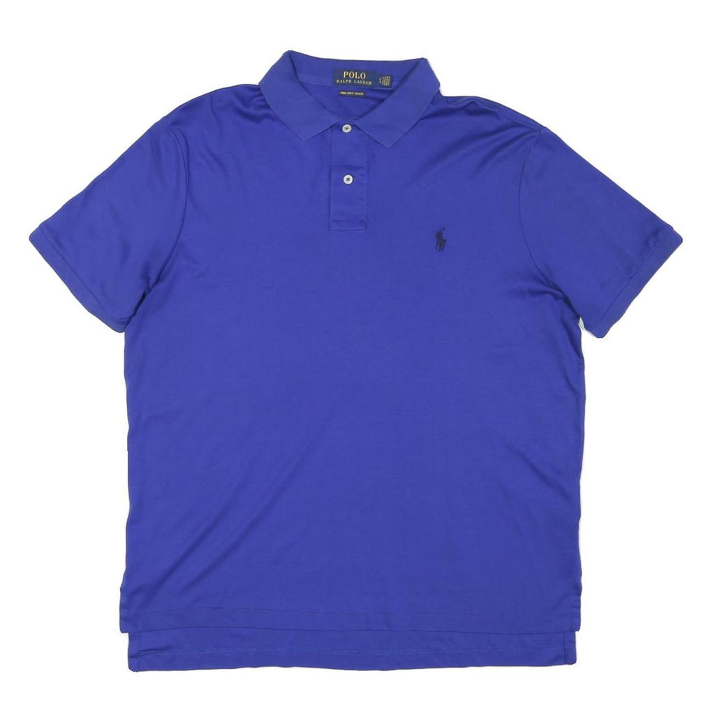 POLO RALPH LAUREN Mens Blue Short Sleeve Plain L Cotton Blend Polo Shirt
