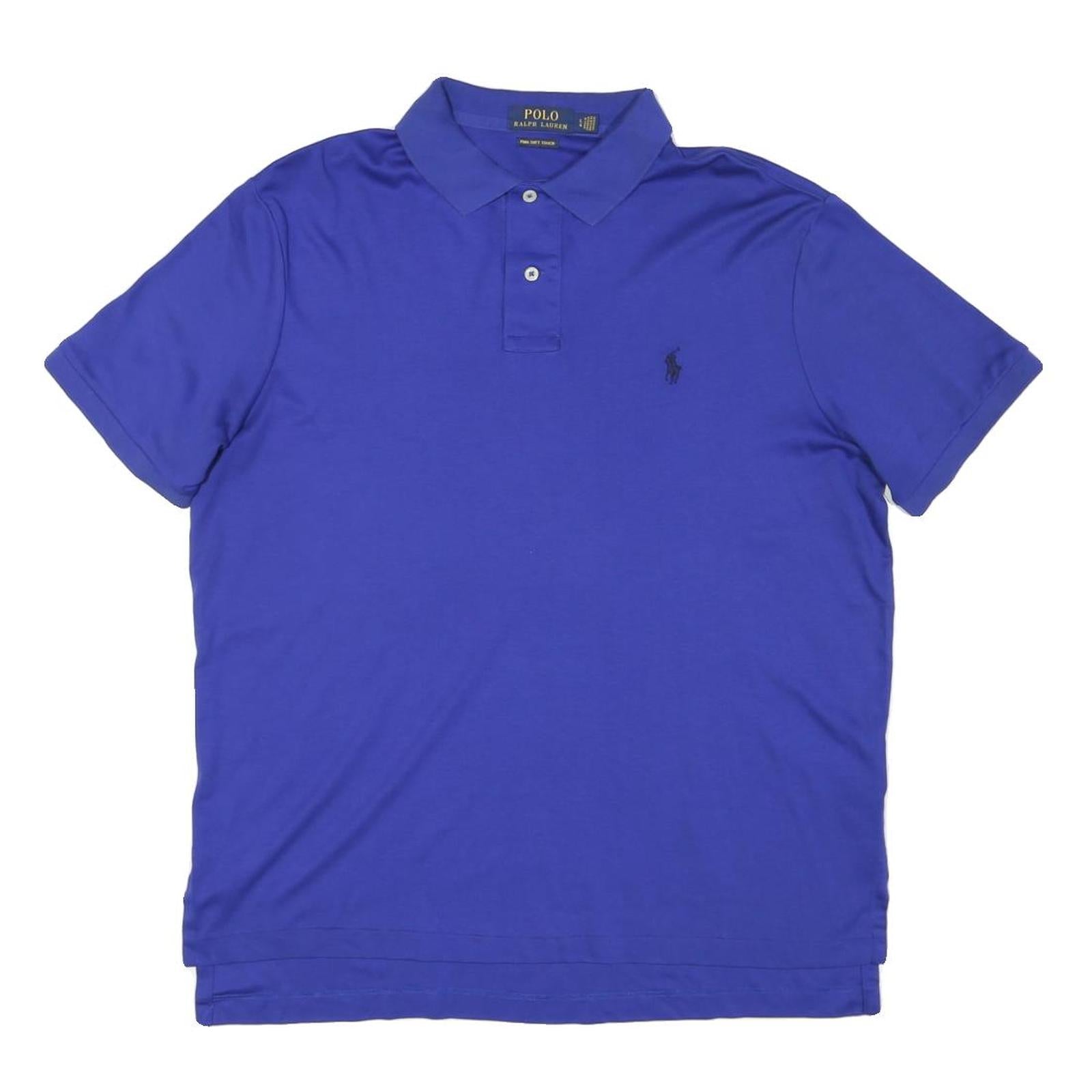 POLO RALPH LAUREN Mens Blue Short Sleeve Plain L Cotton Blend Polo Shirt