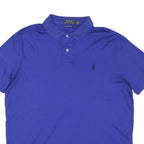 POLO RALPH LAUREN Mens Blue Short Sleeve Plain L Cotton Blend Polo Shirt