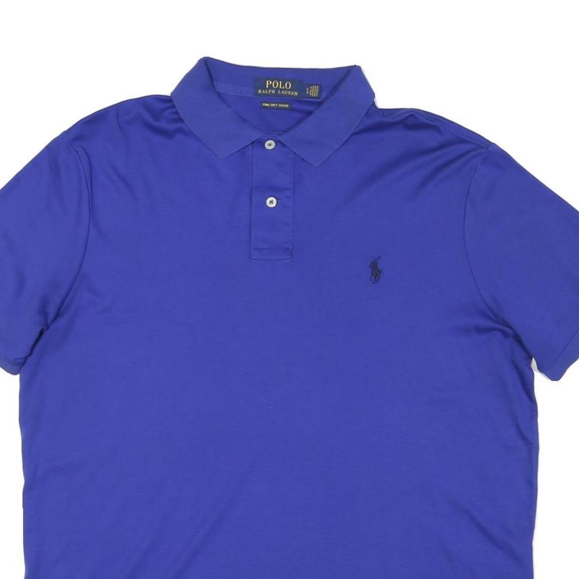 POLO RALPH LAUREN Mens Blue Short Sleeve Plain L Cotton Blend Polo Shirt