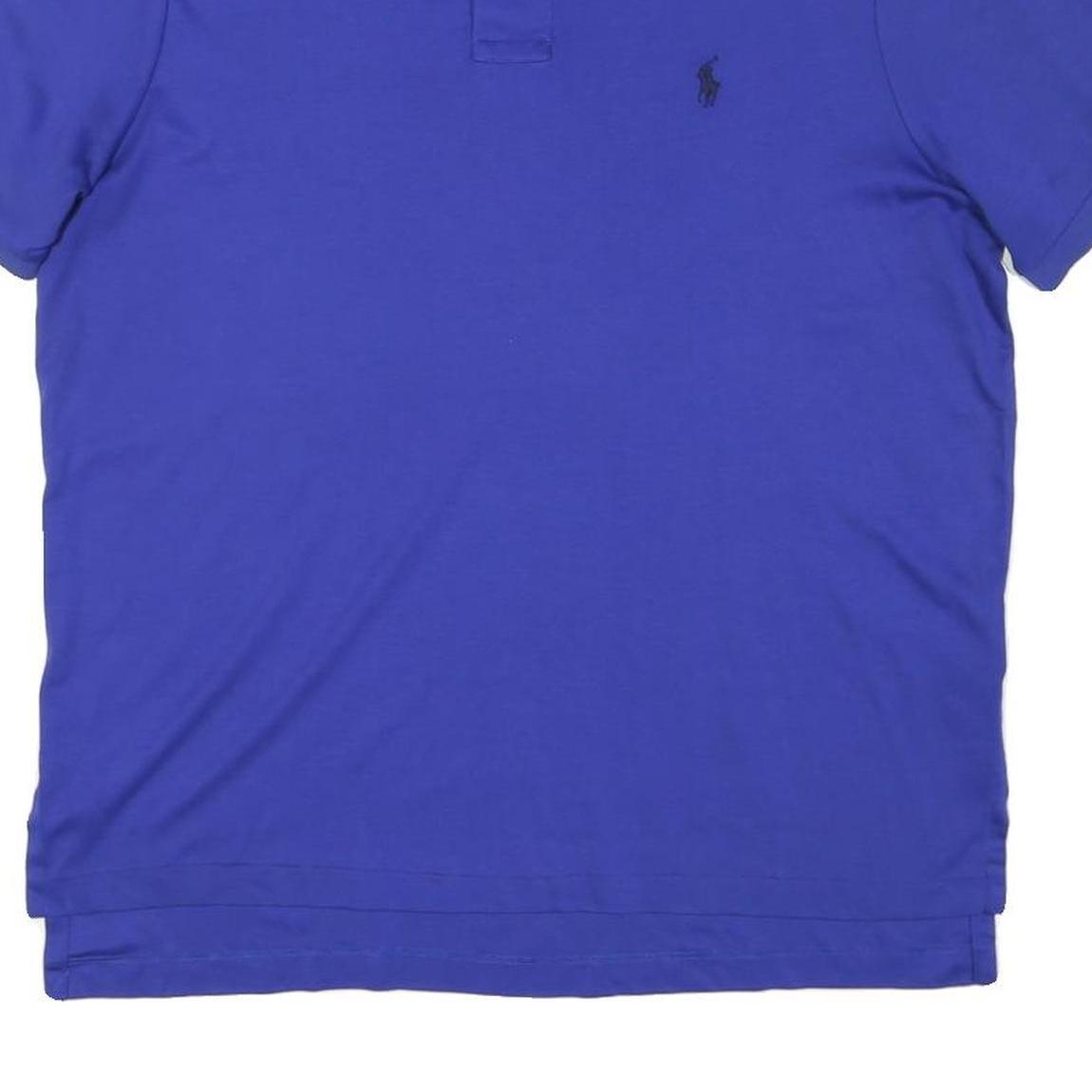 POLO RALPH LAUREN Mens Blue Short Sleeve Plain L Cotton Blend Polo Shirt