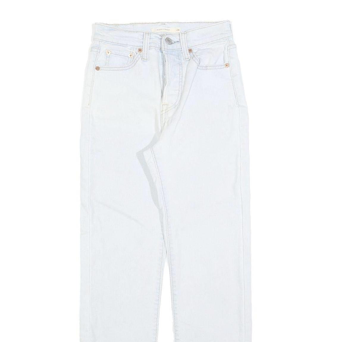 LEVI'S Womens Jeans White Slim Straight Denim Light W24 L27 Button Closure