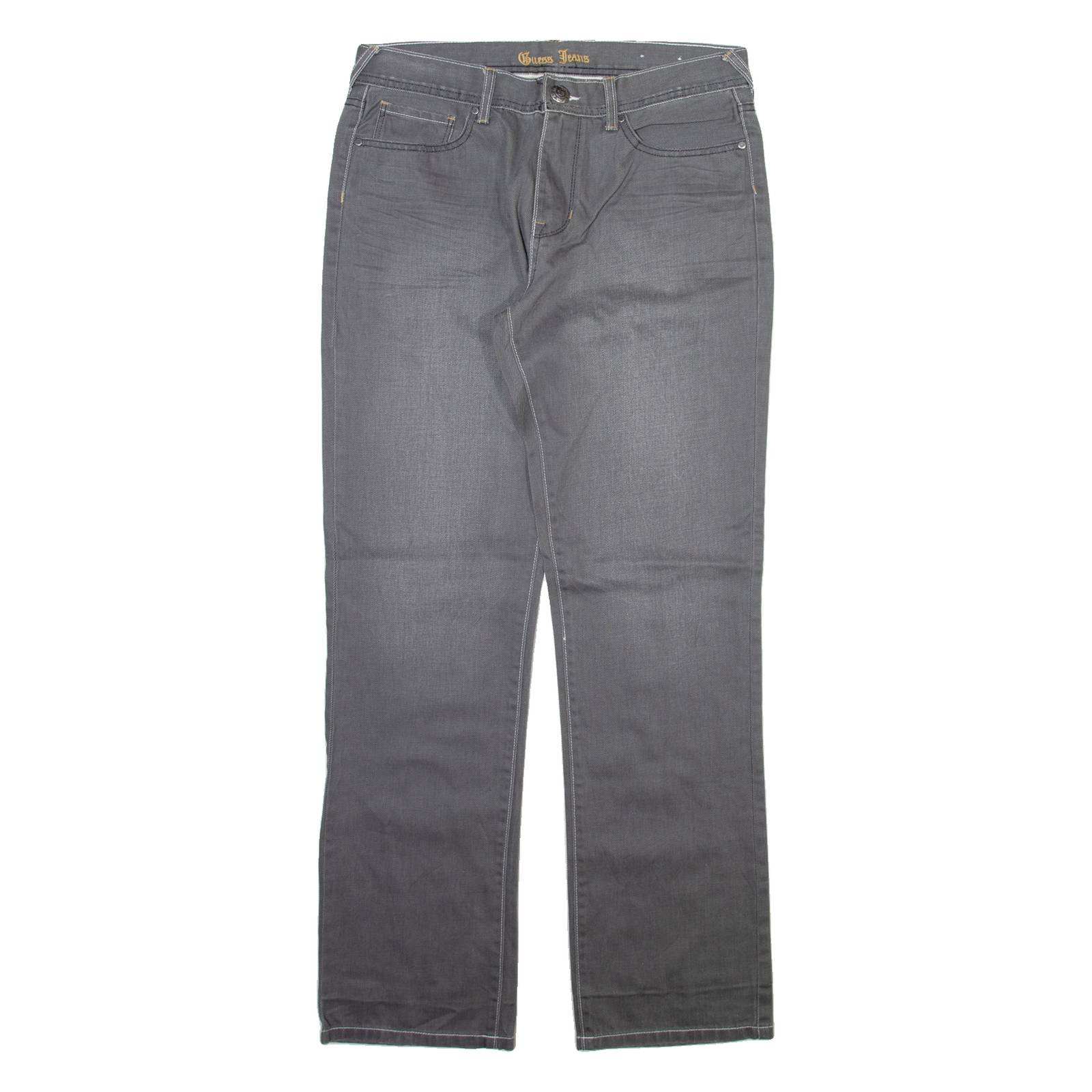 GUESS JEANS Mens Jeans Grey Regular Straight Stone Wash W33 L33