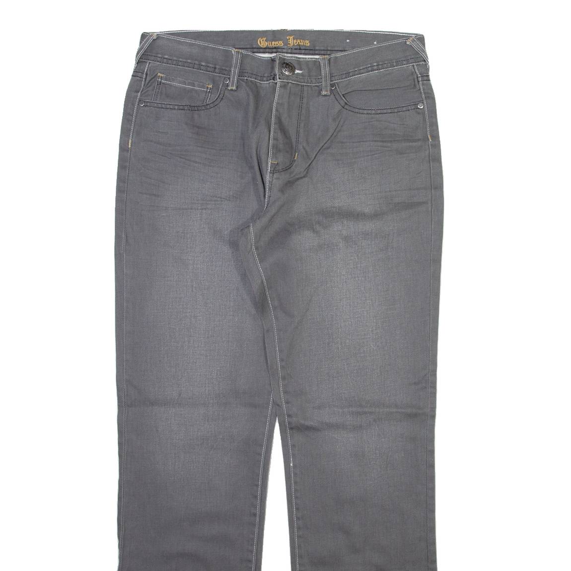 GUESS JEANS Mens Jeans Grey Regular Straight Stone Wash W33 L33