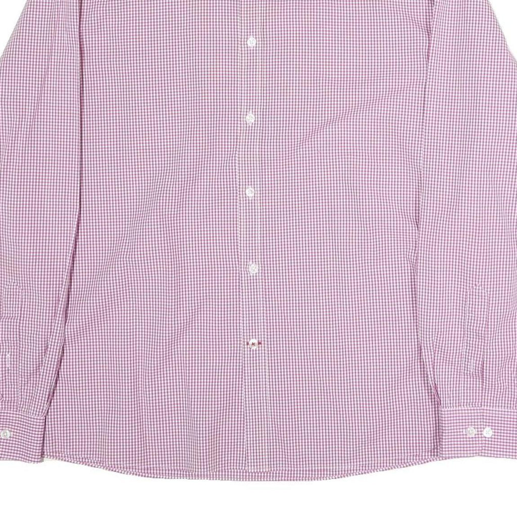 TOMMY HILFIGER Mens Maroon Check Shirt XL Classic Fit Cotton Button-Down Collar