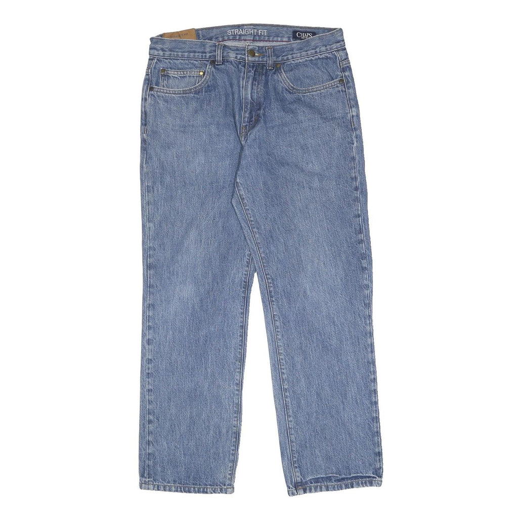 CHAPS Mens Jeans Blue Regular Straight Denim Medium W34 L30 Classic Zip Closure